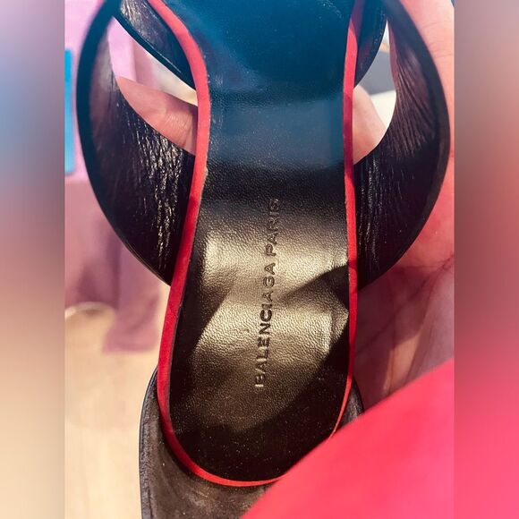 Balenciaga Heels - Size 7 US - Red Seude - balletcorp - Open Toe - Y2k - Sandals - Picture 10 of 11